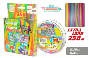 Плетенка "Spider Multicolor x4" 250 м / 0.10 мм