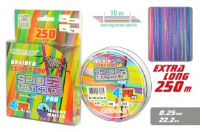 Плетенка "Spider Multicolor x4" 250 м / 0.25 мм