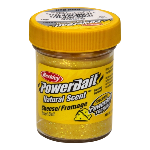 Паста форелевая (Сыр) Berkley PowerBait Natural Scent Trout Bait 50гр Cheese #Natural Gliter(желтый)